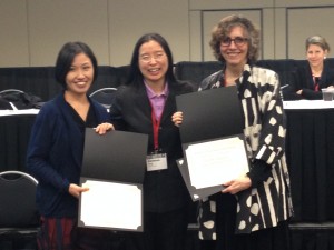 2013 Francis L.K. Hsu book prize recipients Junko Kitanaka (left) and Judith Farquhar (right) with Vanessa Fong (middle)