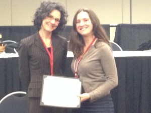 2013 Theodore C. Bestor Prize for Outstanding Graduate Paper recipient Lesley R. Turnbull (right) with Amy Borovoy (left)